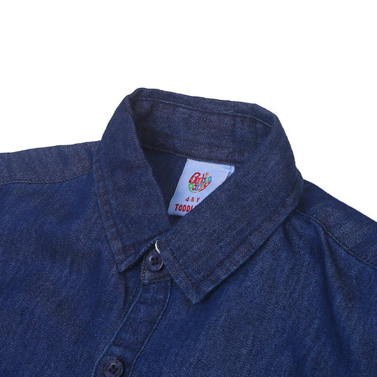 Boys Casual Shirt Shark In Pocket - Blue