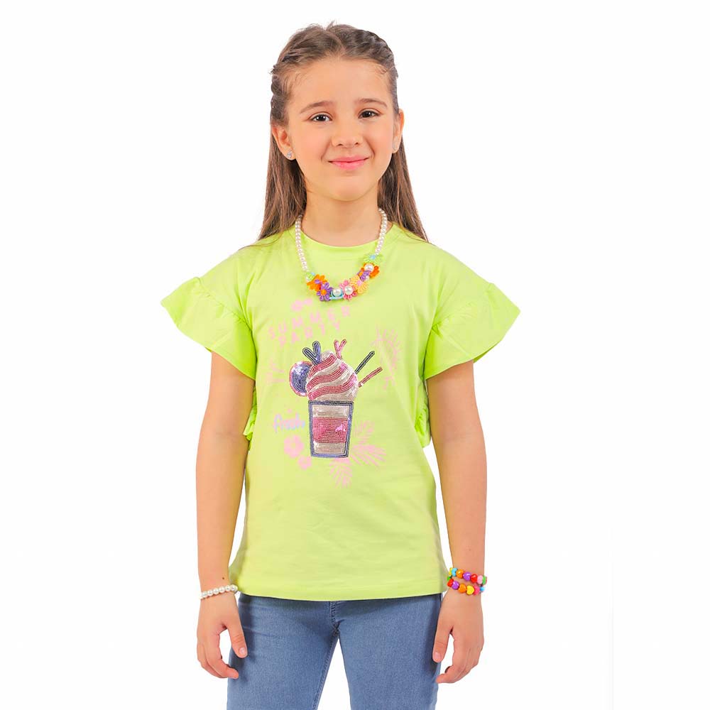 Girls T-Shirts H-S Summer Party - Neon Green