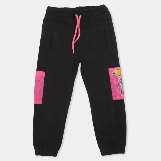 Girls Jersey Pajama Pink Pocket - Jet Black