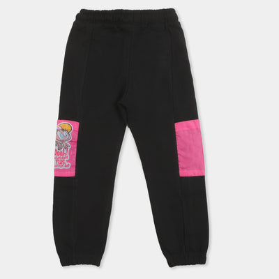 Girls Jersey Pajama Pink Pocket - Jet Black