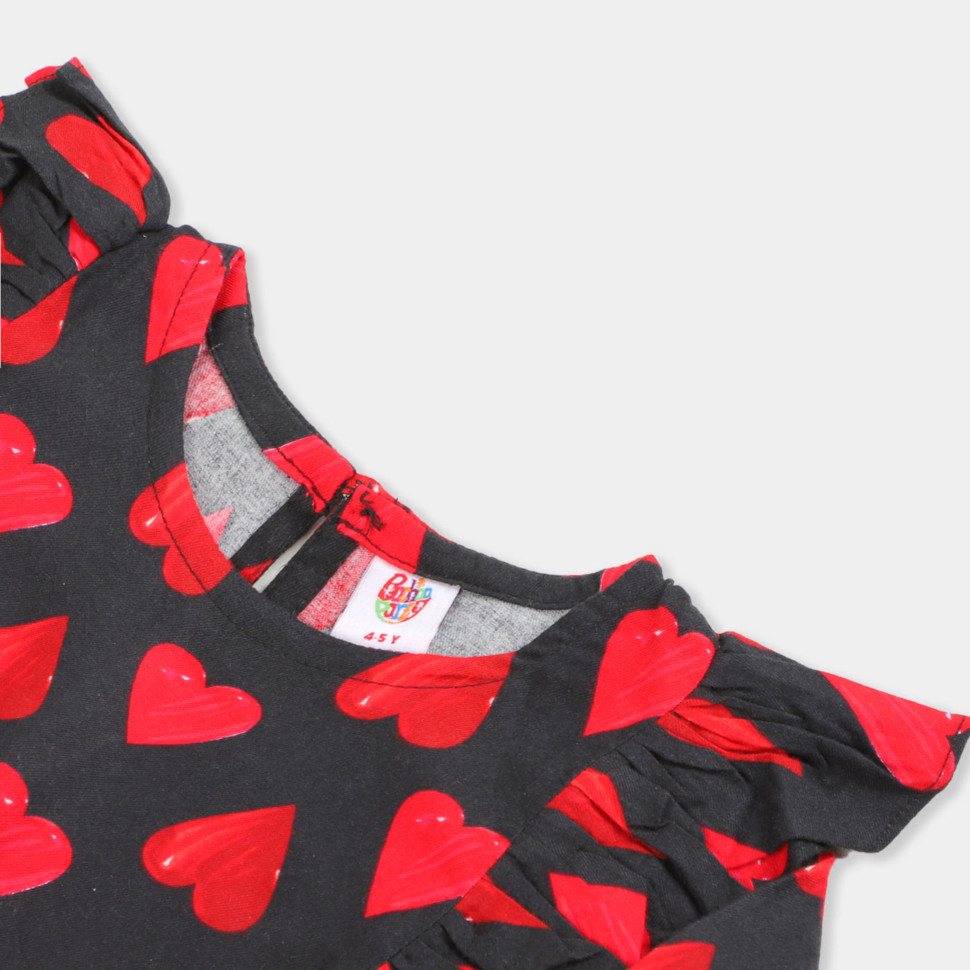 Girls Casual Top Hearts Printed - Red/Black