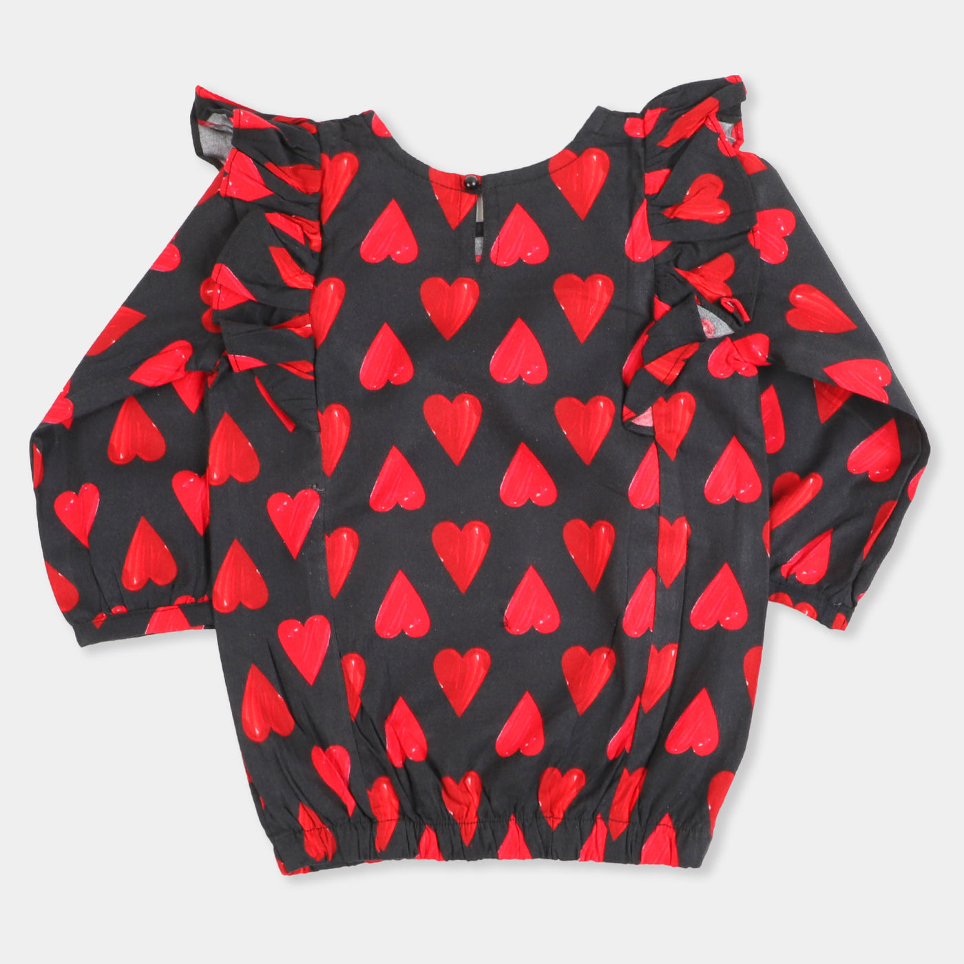 Girls Casual Top Hearts Printed - Red/Black