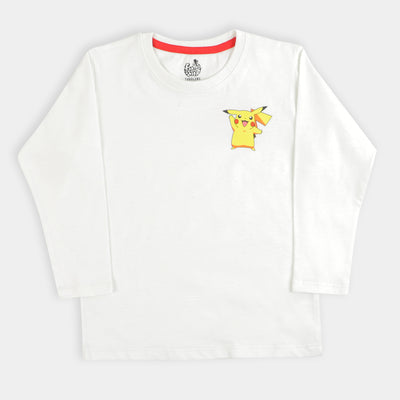 Boys T-Shirt Cartoon Character Print - White