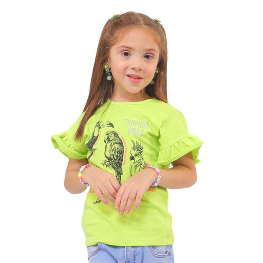 Girls T-Shirt Tropical Birds - A.lime