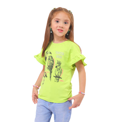 Girls T-Shirt Tropical Birds - A.lime