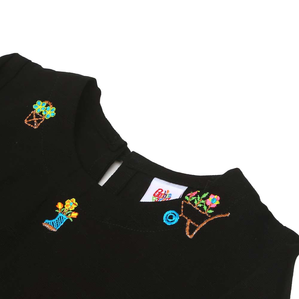 Girls Embroidered kurti Pleasant - BLACK