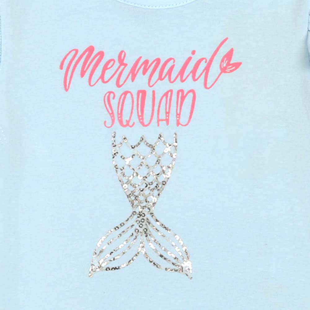 Infant Girls T-Shirt Mermaid Squad - Sky Blue