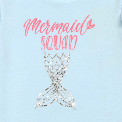 Infant Girls T-Shirt Mermaid Squad - Sky Blue