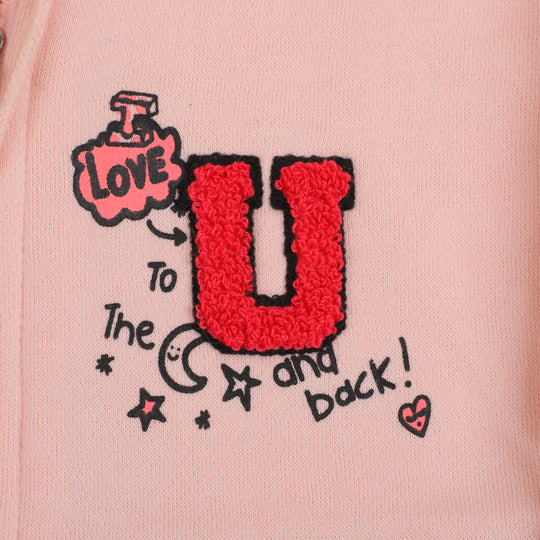 Girls Hooded Knitted Jacket Moon - Pink