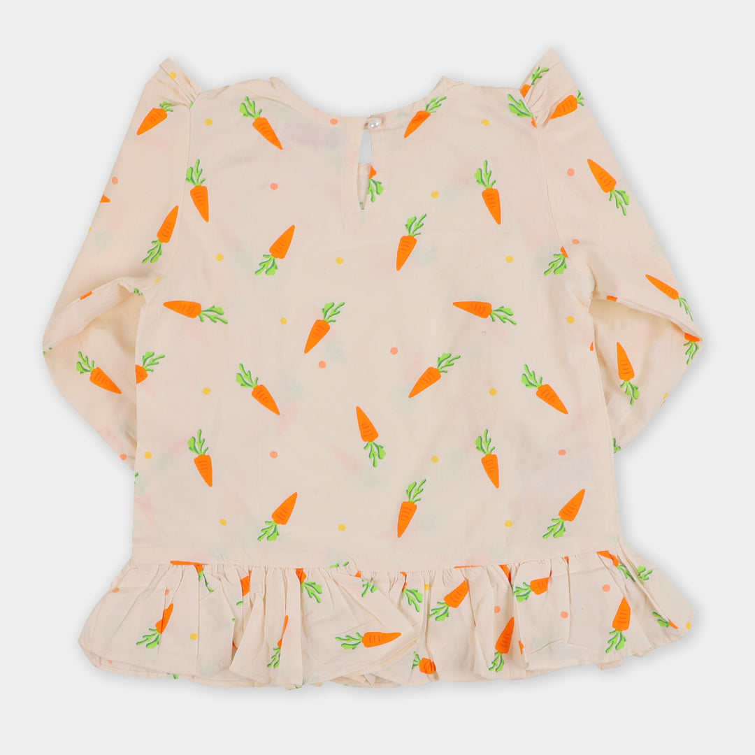 Girls Casual Top Carrot- Cream