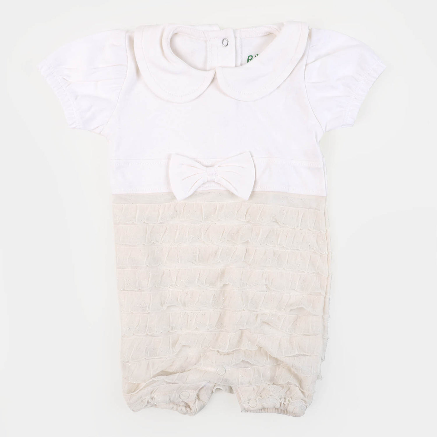 Infant Girls Knitted Romper Flower Net - White