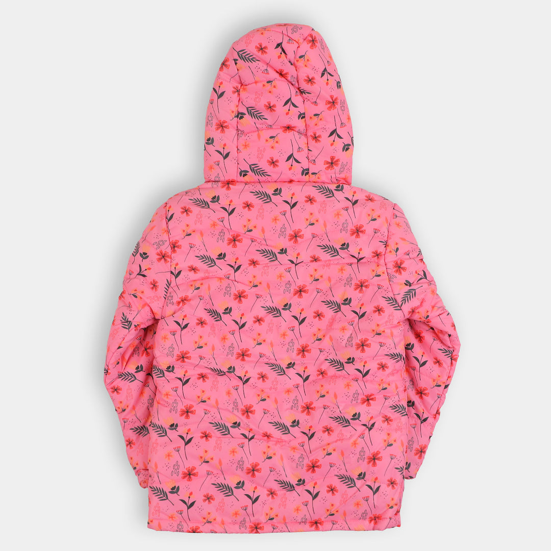 Girls Hooded & Zipper Jacket - Hot Pink