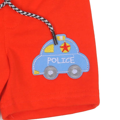 Infants Boys Shorts Knitted Applique - Orange