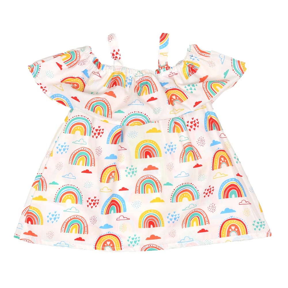 Infant Girls 2pcs Suit AOP Rainbow - White