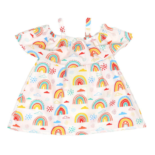 Infant Girls 2pcs Suit AOP Rainbow - White