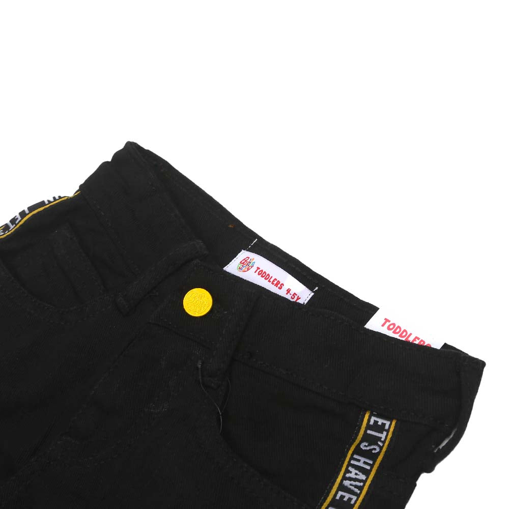 Boys Short Denim Let's Have Tape - BLACK