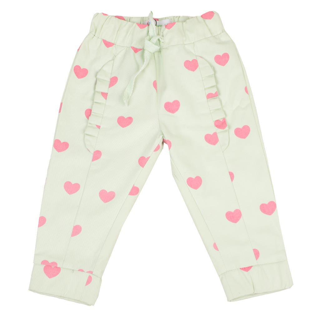 Infant Girls Pant Aop Hearts - Mint Green