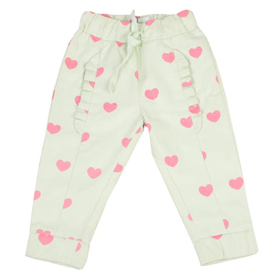 Infant Girls Pant Aop Hearts - Mint Green