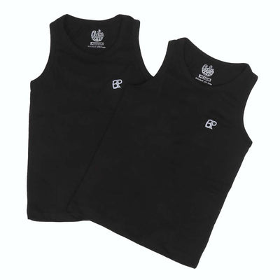Boys Cotton Vest Pack of 2 - Black