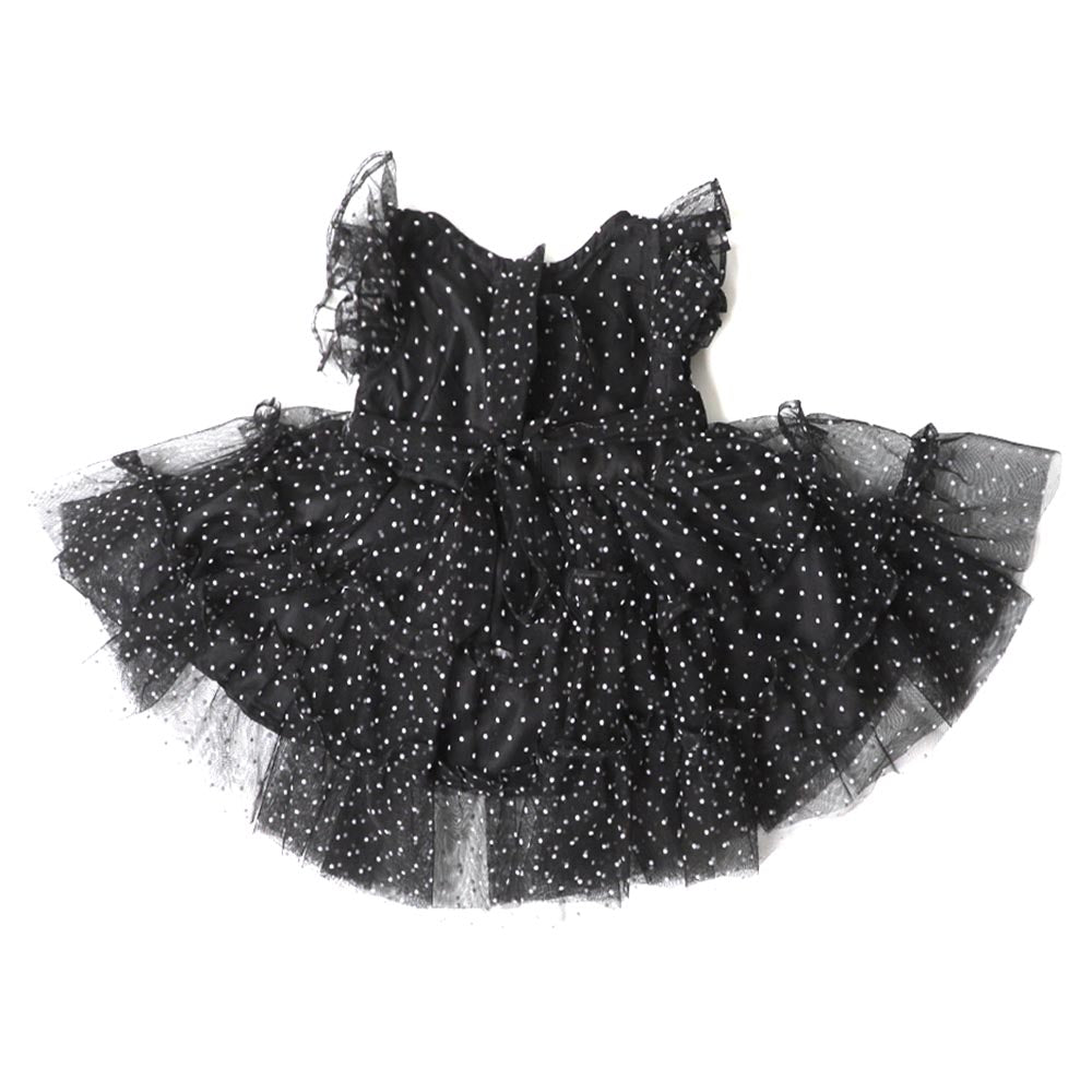 Infant Girls Frock Fancy Polka Dots - Black