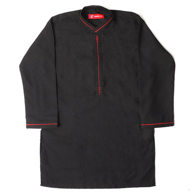 Boys Kurta Pajama Suit Red Contrast - Black