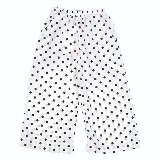 Girls Culottes Black Dots - White