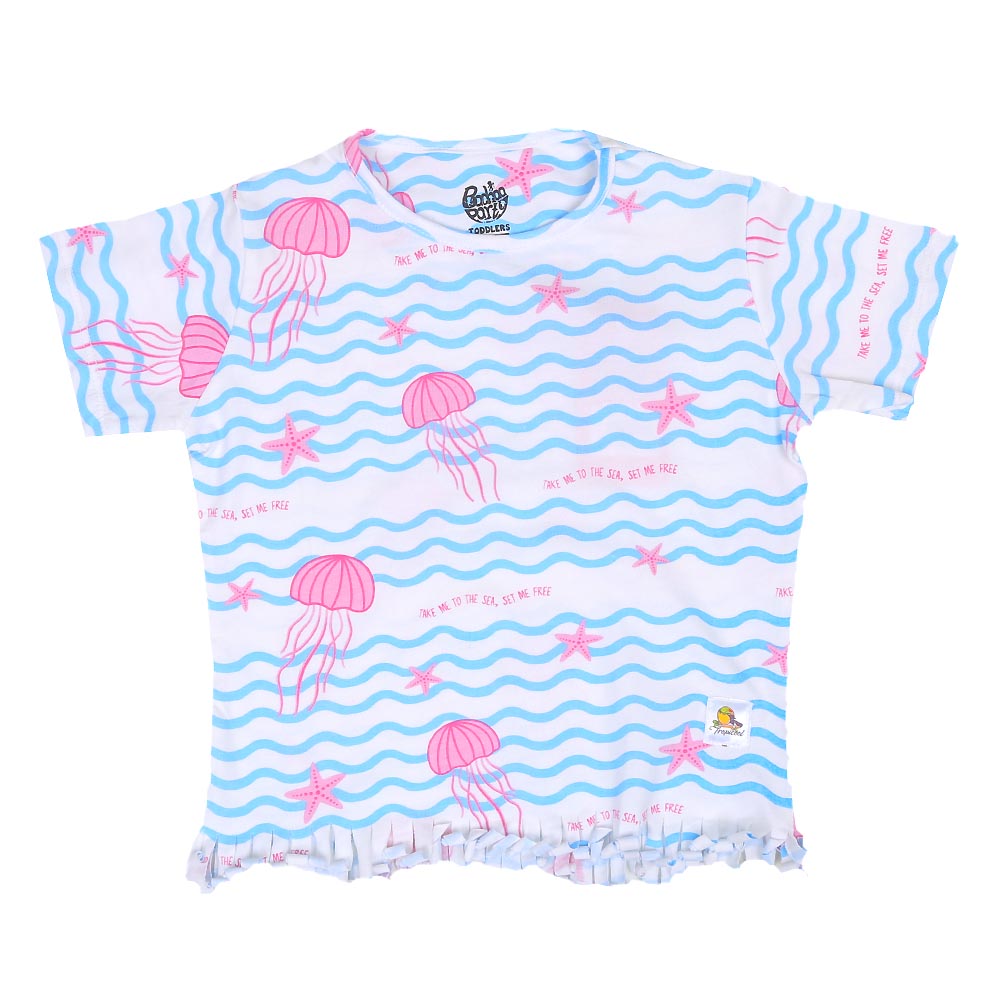 Girls T-Shirt Sea Life - White