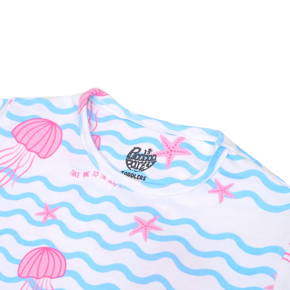 Girls T-Shirt Sea Life - White