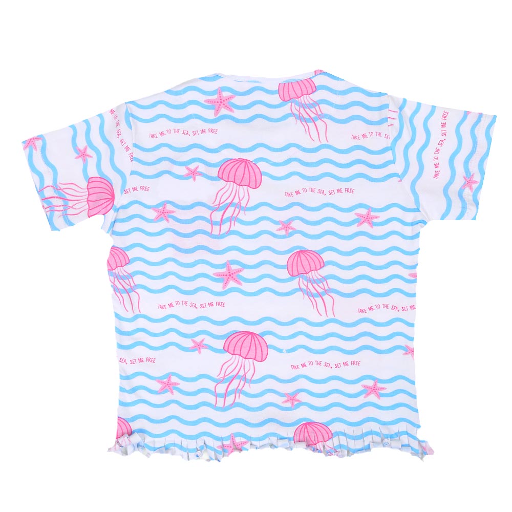 Girls T-Shirt Sea Life - White