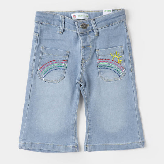 Infant Girls Denim Pant Rainbow - Ice Blue