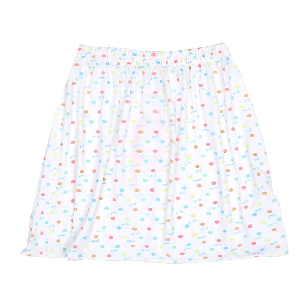 Girls Casual Skirt Dots -White