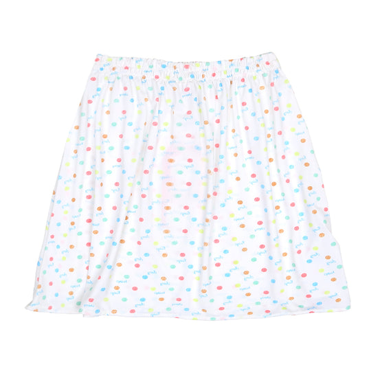 Girls Casual Skirt Dots -White