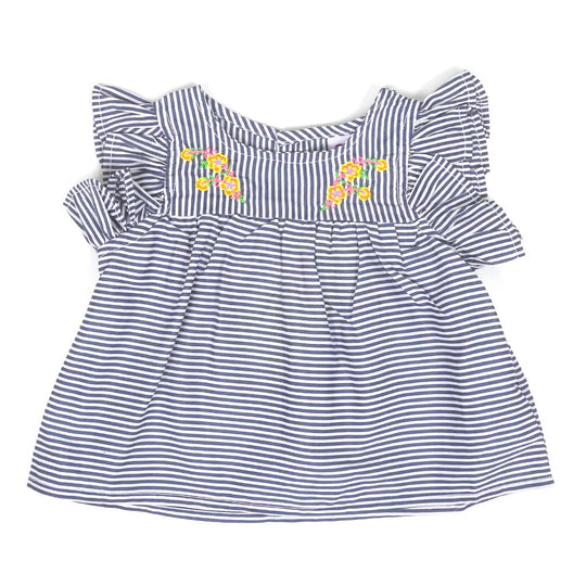 Infant Girls Top Emb Flower - Stripe