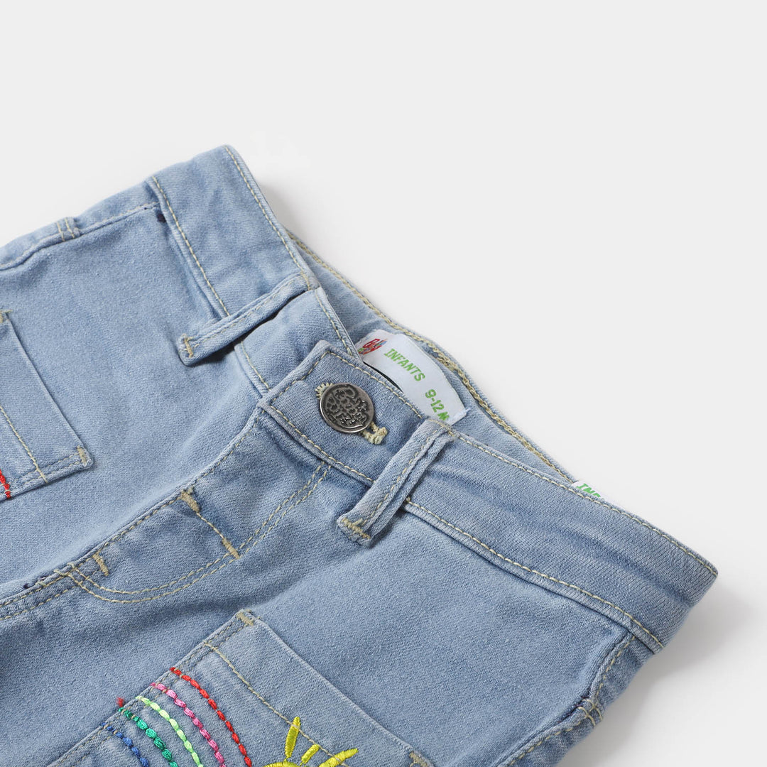 Infant Girls Denim Pant Rainbow - Ice Blue