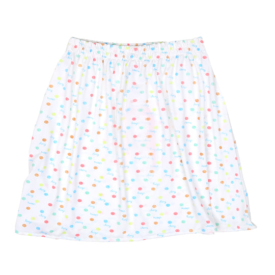 Girls Casual Skirt Dots -White