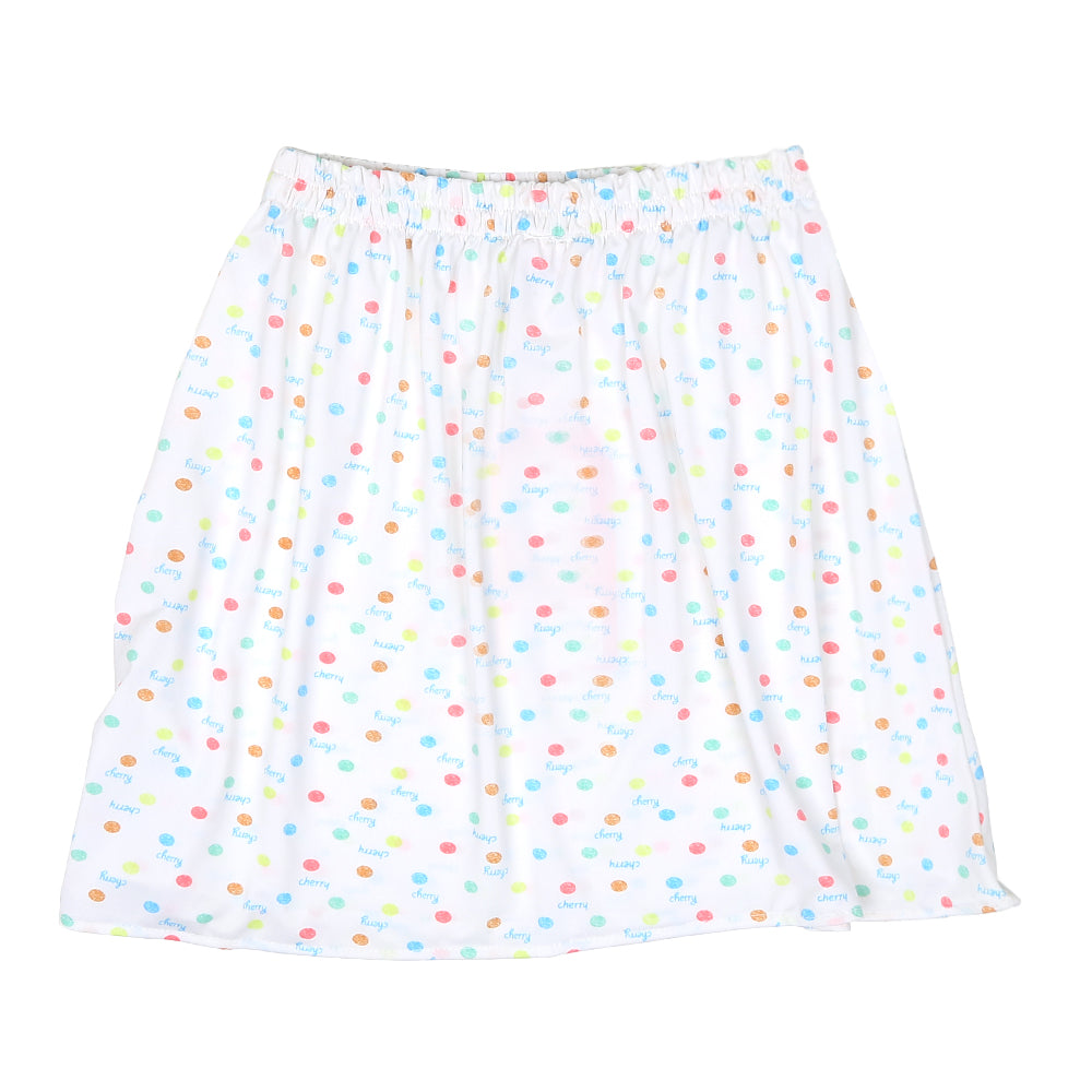 Girls Casual Skirt Dots -White
