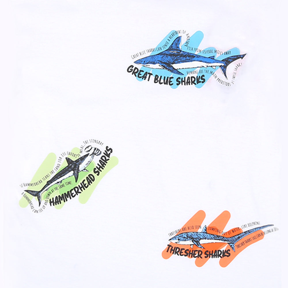 Boys T-shirt Sharks Specs-B.White