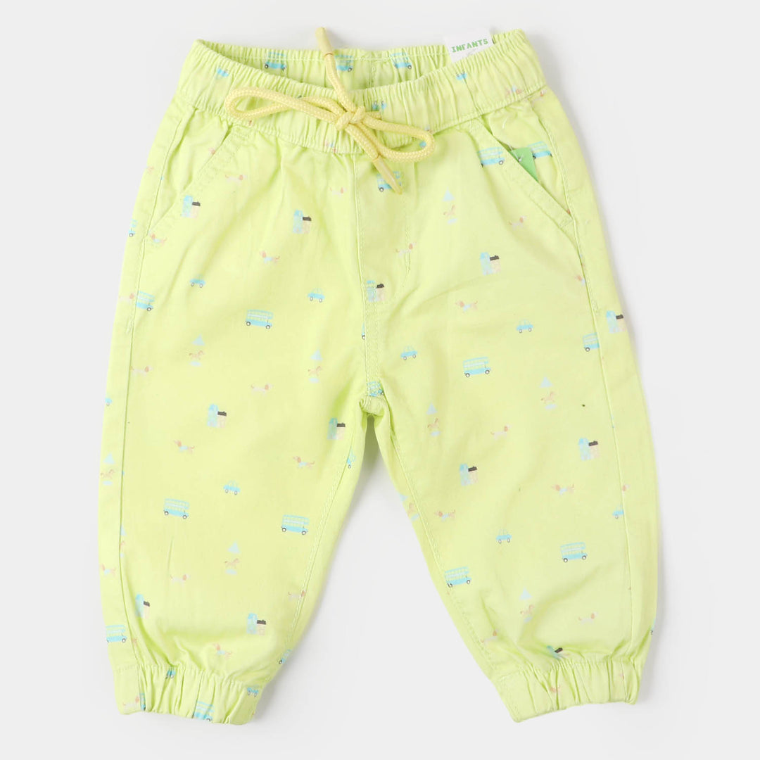 Infant Boys Cotton Pant Bus - Lime