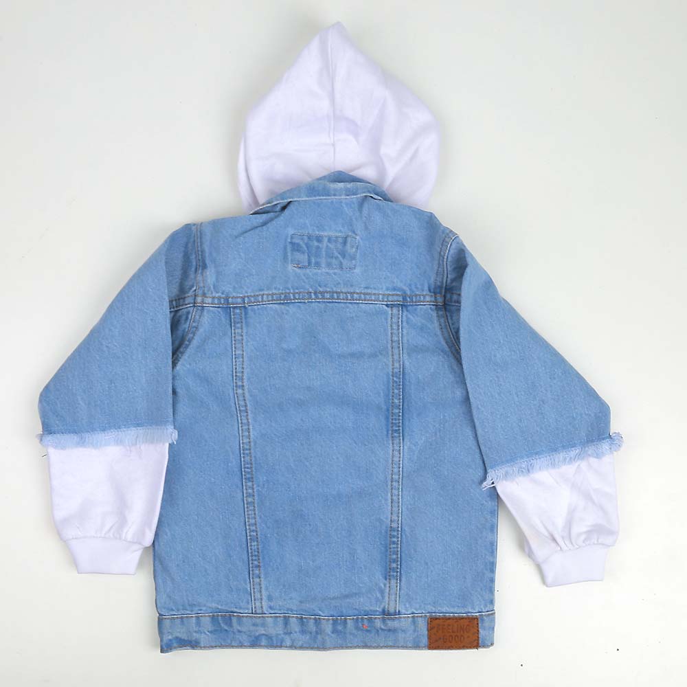 Girls Denim Hooded Jacket - Ice Blue