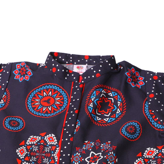 Girls Digital Print Kurti Circle Girl - Navy