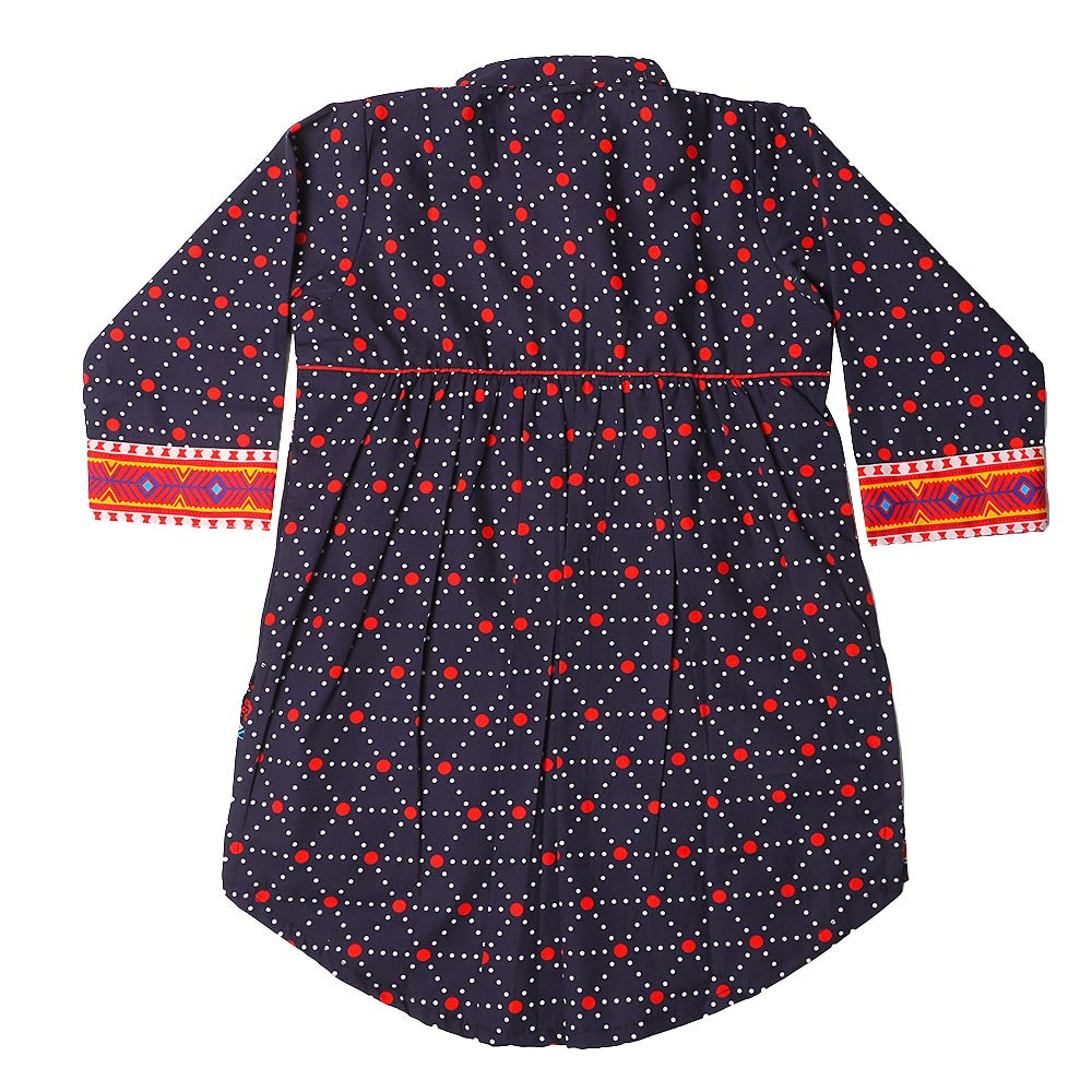 Girls Digital Print Kurti Circle Girl - Navy