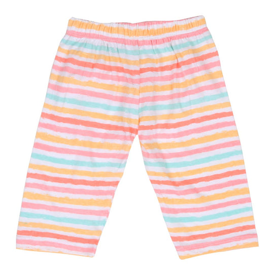 Infant Girls Knitted Night Suit Pastel Lines - White