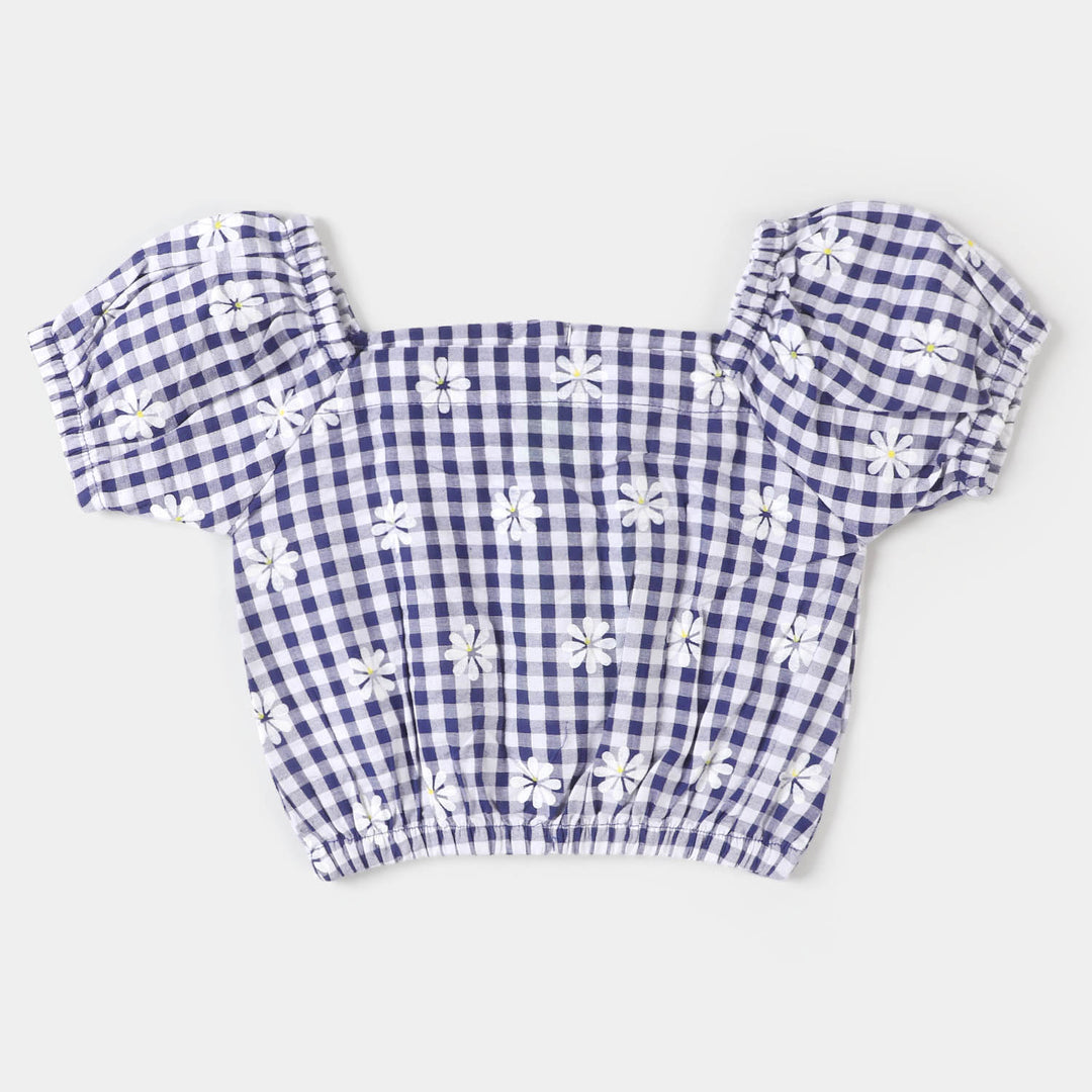 Infant Girls Woven Suit Checks Flower - Blue