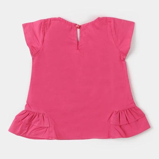 Infant Girls Cotton Embroidered Top Parrot - Pink