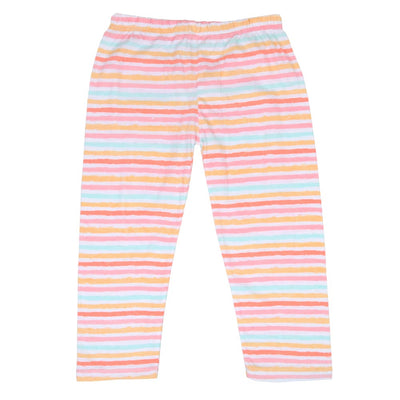 Girls Knitted Night Suit Pastel Lines - White