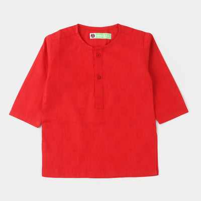 Infant Boys Cotton Basic Kurta - Red