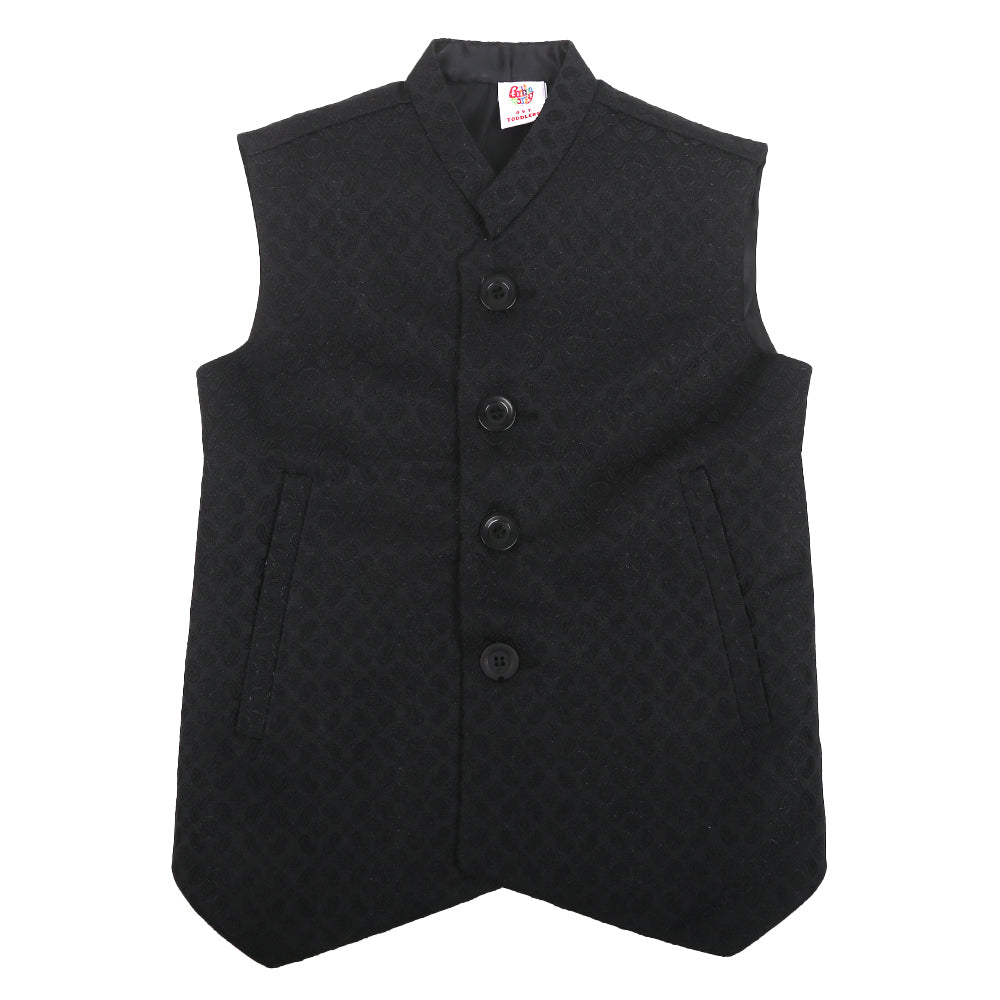 Boys Waist Coat  Embossed-BLACK