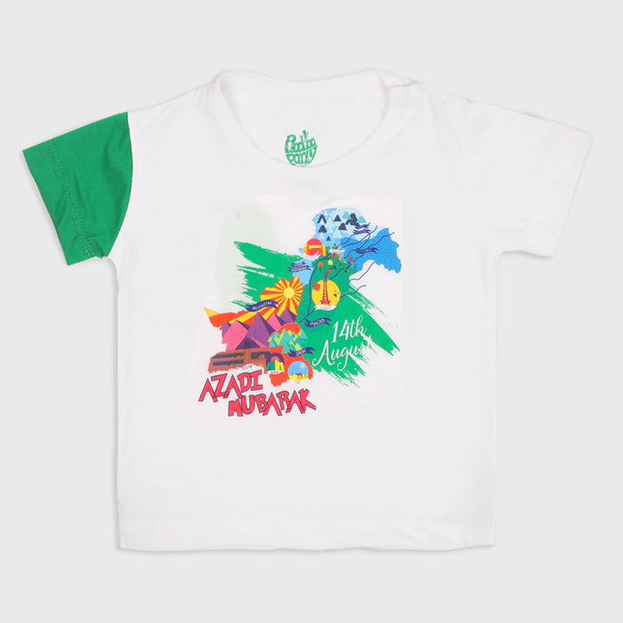 Infant Girls T-Shirt Azadi Mubarak - B.White