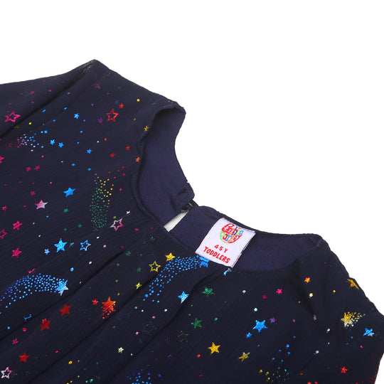 Girls Casual Top Shining Stars-Navy Blue