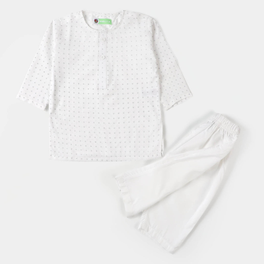 Infant Boys Viscose Kurta Pajama - White